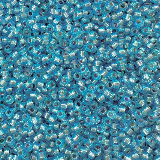 24g Miyuki 11 - 1018 Aqua AB Silver - Lined - The Bead Mix