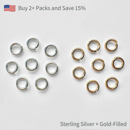 4mm Sterling Silver and Gold - Filled Open Jump Rings - The Bead Mix