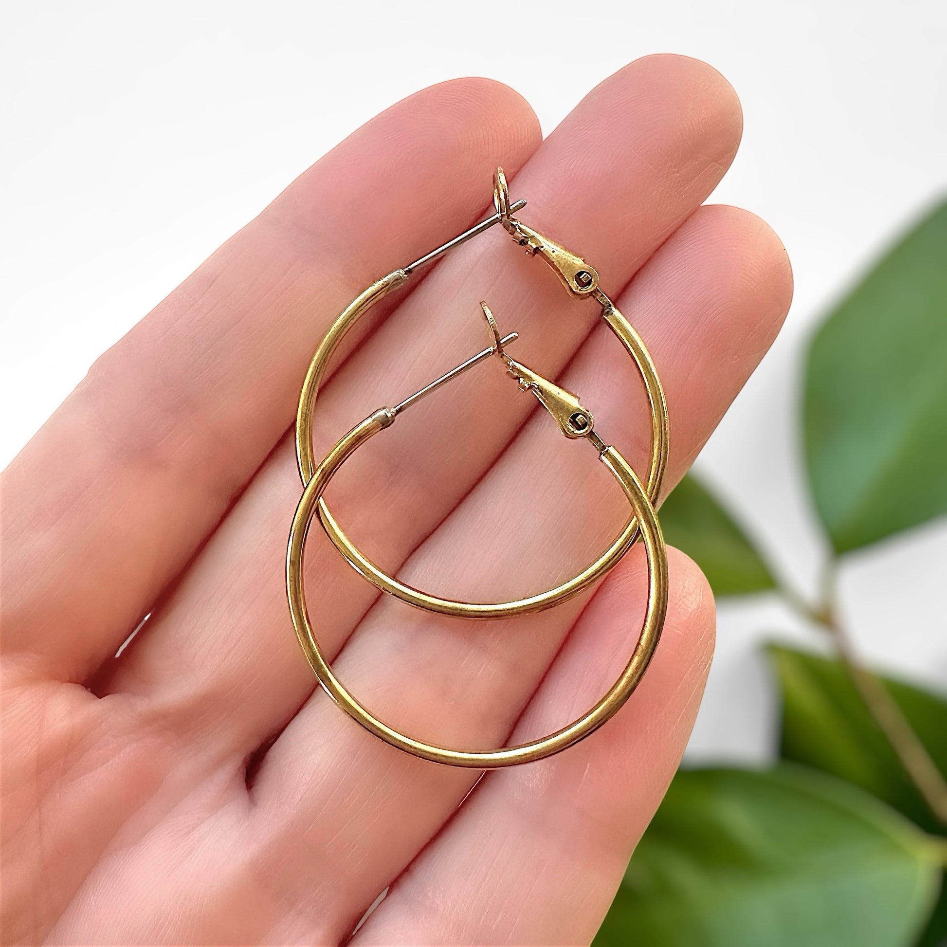 Raw Brass + Stainless Steel Hoop Earrings - The Bead Mix