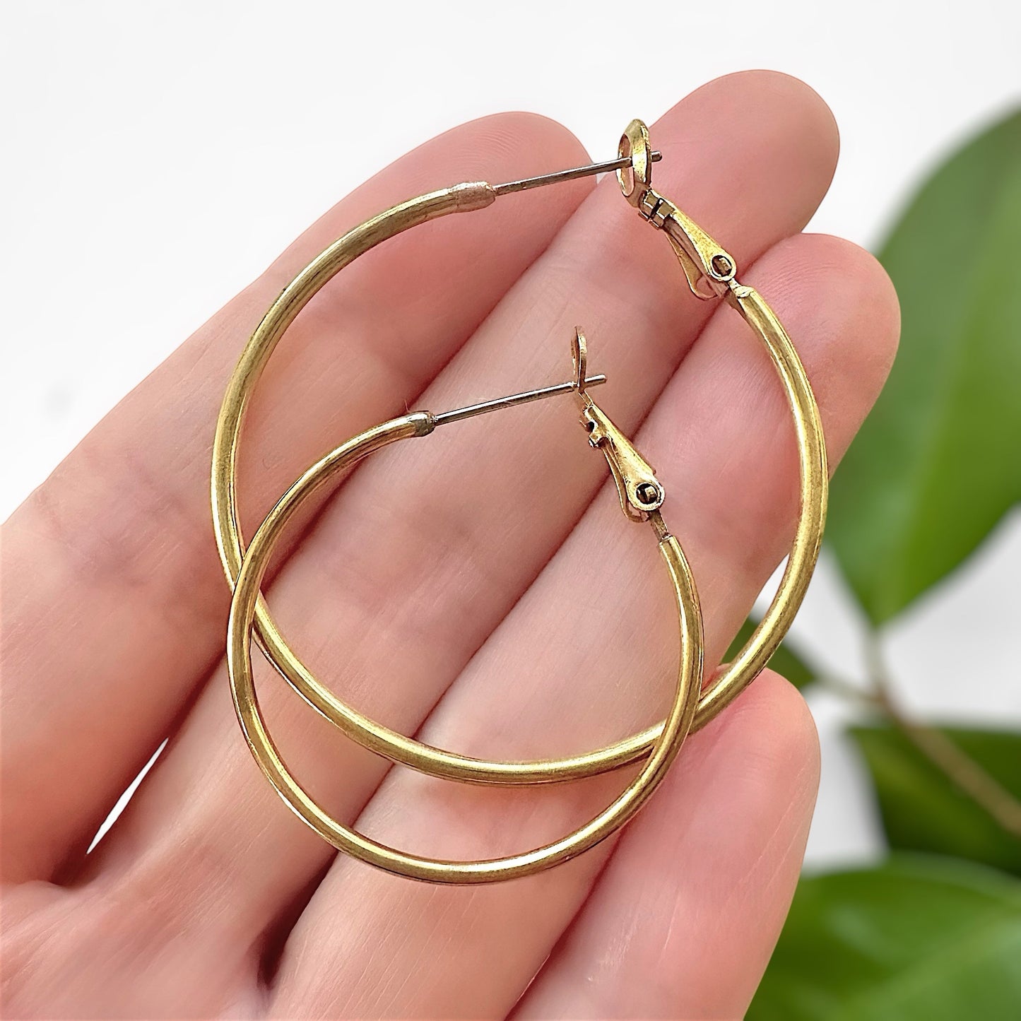 Raw Brass + Stainless Steel Hoop Earrings - The Bead Mix