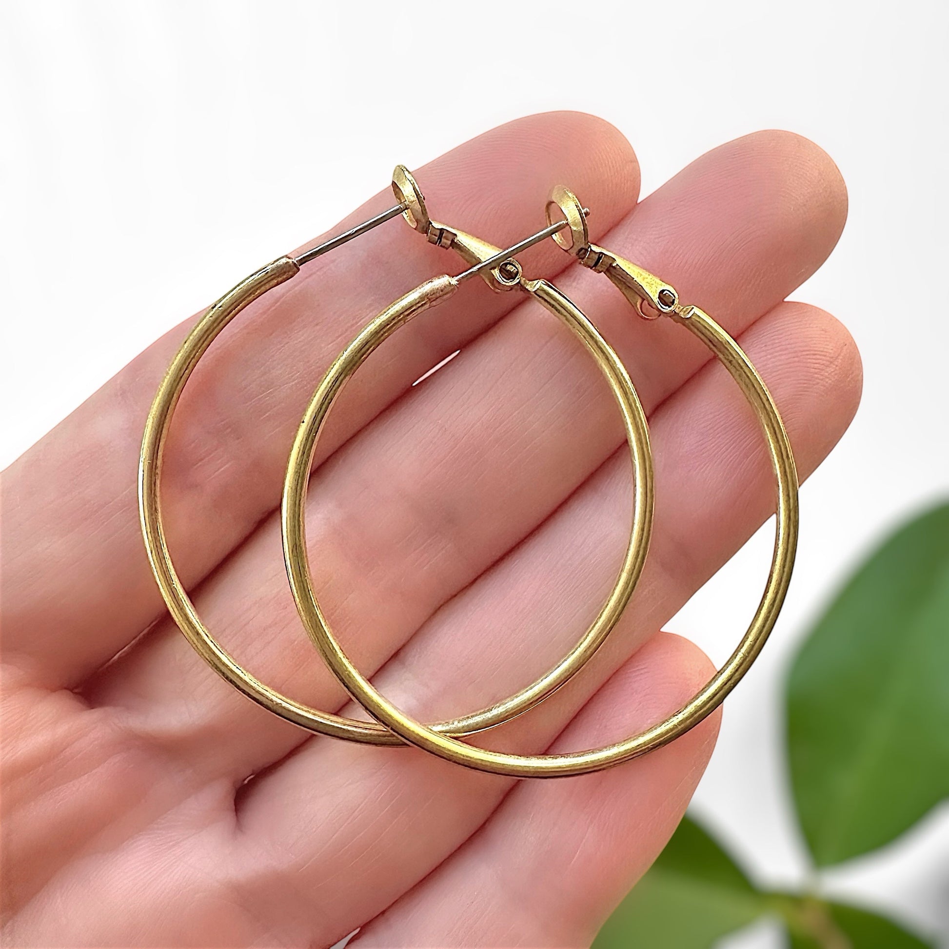 Raw Brass + Stainless Steel Hoop Earrings - The Bead Mix