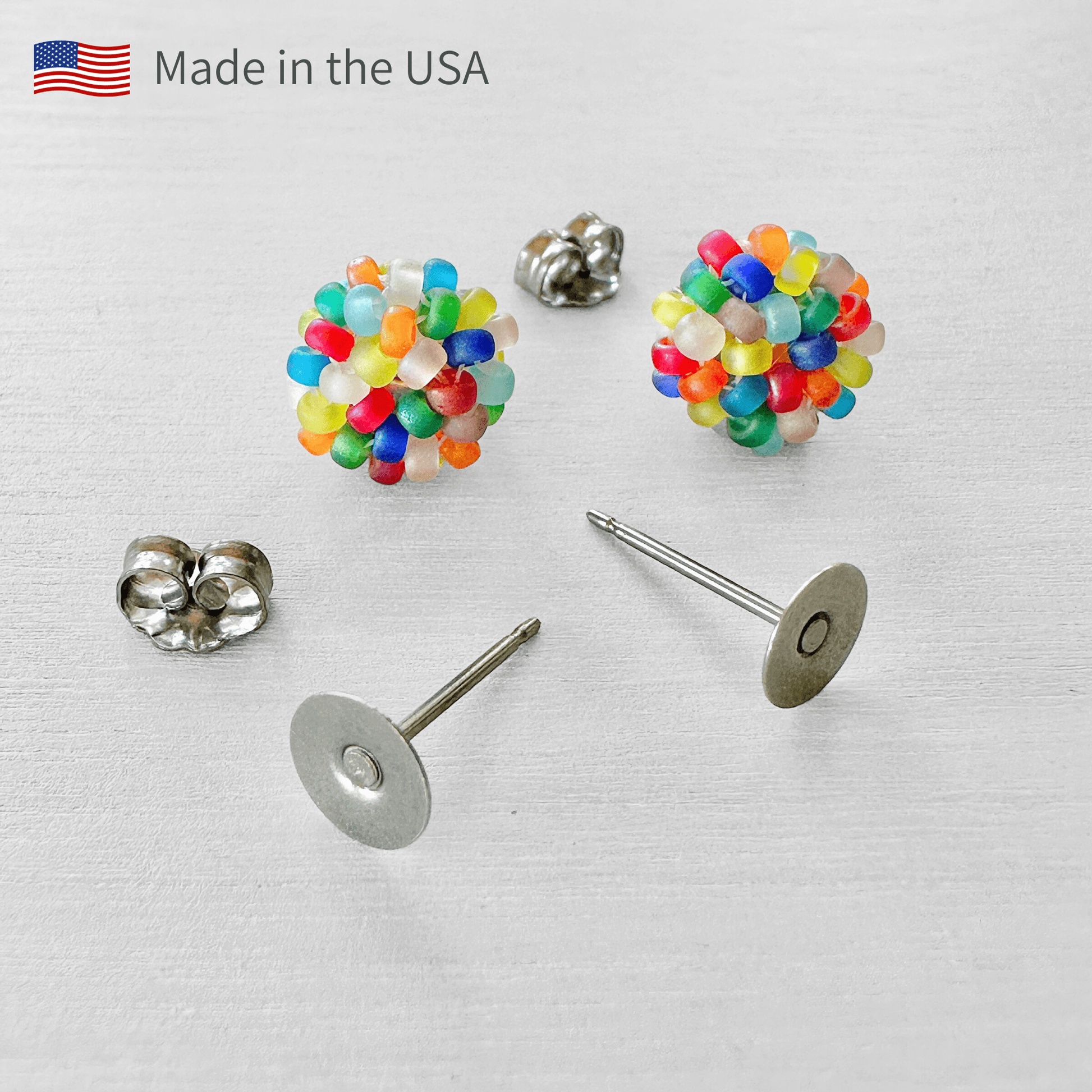 Titanium + Nickel - free Stainless Steel Flat Pad Post Earrings with Clutch - The Bead Mix