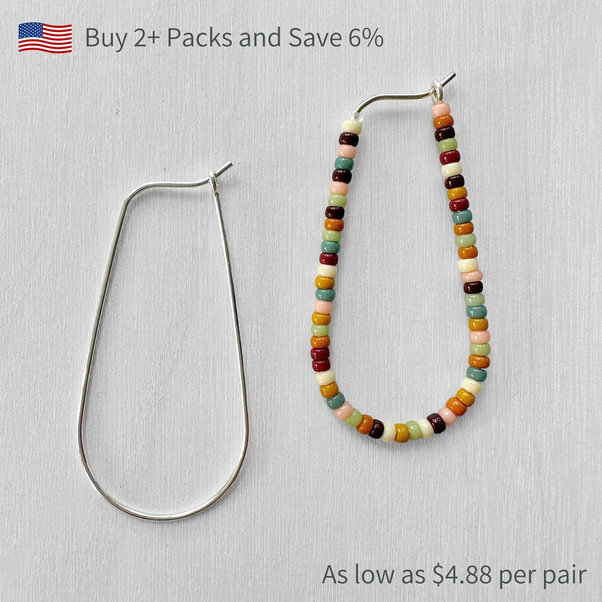 Sterling Silver Teardrop Beading Hoops - The Bead Mix